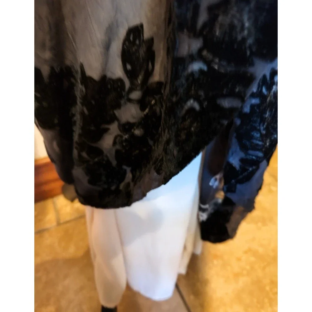 Formal Elegant Soft Surroundings Lined Black Rose Velvet Floor Length Skirt Sz S
